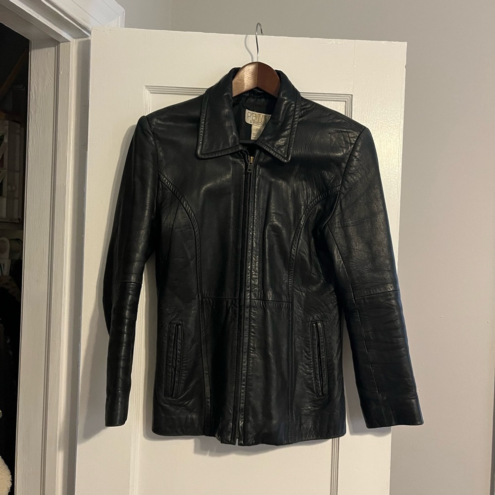 Vintage black genuine leather jacket - Picture 2 of 8